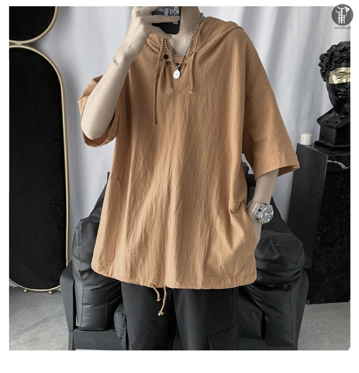 パーカー 半袖パーカー プルオーバー メンズ ゆったり パーカ トップス 無地 トップス カットソー 半袖 肌触り 部屋着 ルームウェア |  | 03