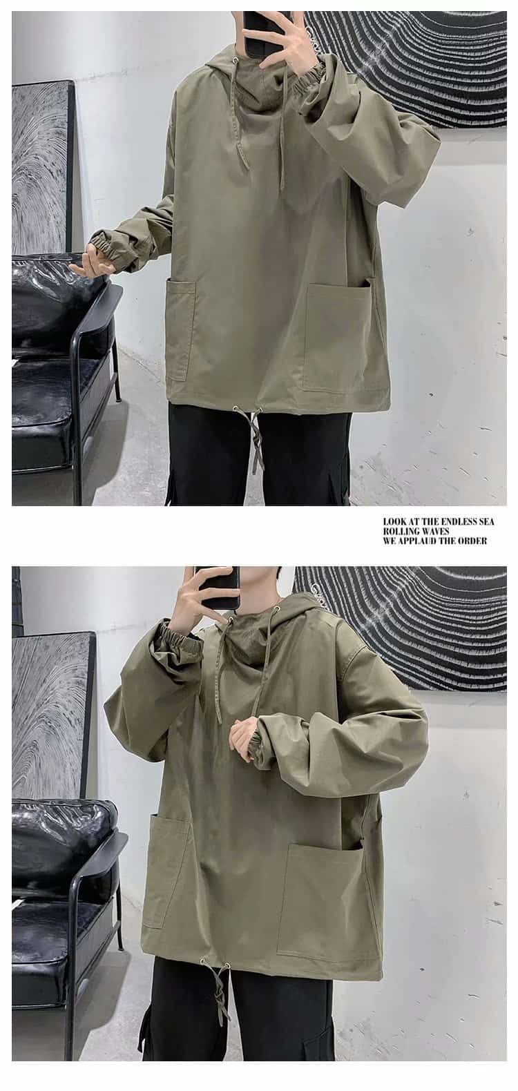 パーカー  ボリュームネック ポケット付き ゆったり 大きいサイズ 無地 ウィンドブレーカー メンズ マウンテンパーカー お |  | 05