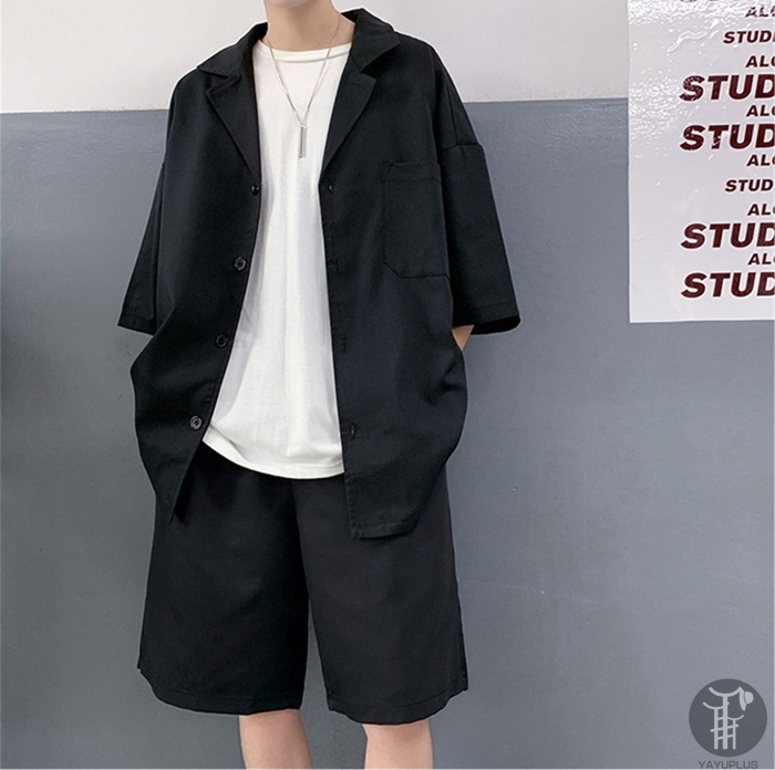 上下セット セットアップ メンズ 半袖 テーラードジャケット サマージャケット アウター ハーフパンツ トップス ボトムス カジュアル おしゃれ 代引不可 |  | 02