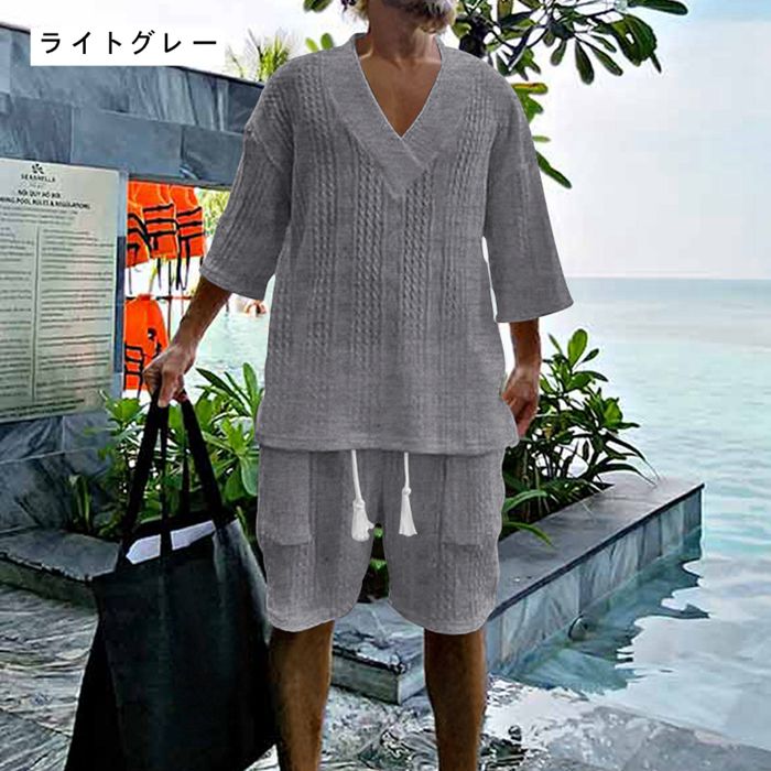 ニット セットアップ メンズ上下セット カットソー ジャージ ジャカード |  | 05