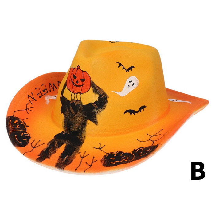 ハロウィン 帽子 カウボーイ ハット パンプキン スケルトン 面白いハロウィンデコレーション カボチャ かぼちゃ 帽子 男女兼用 大人用 |  | 02