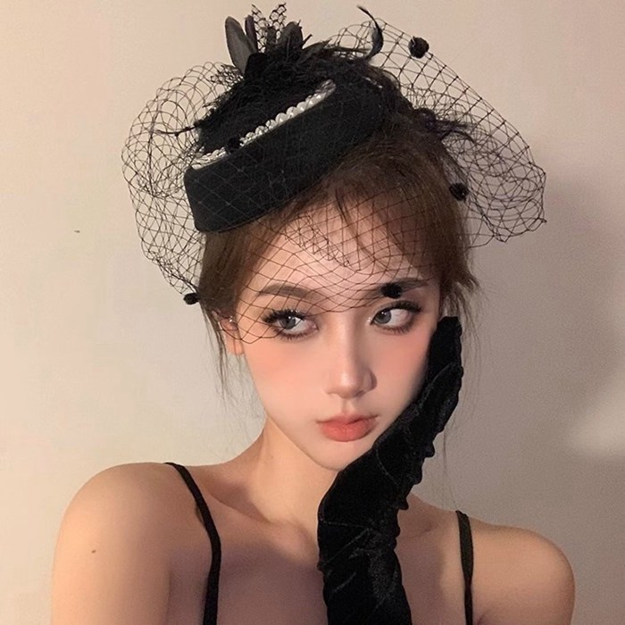 カクテル帽 パール付き トークハット フォーマル ウェディングヘッドドレス 髪飾り 冠婚葬祭 ミニハット ア |  | 05