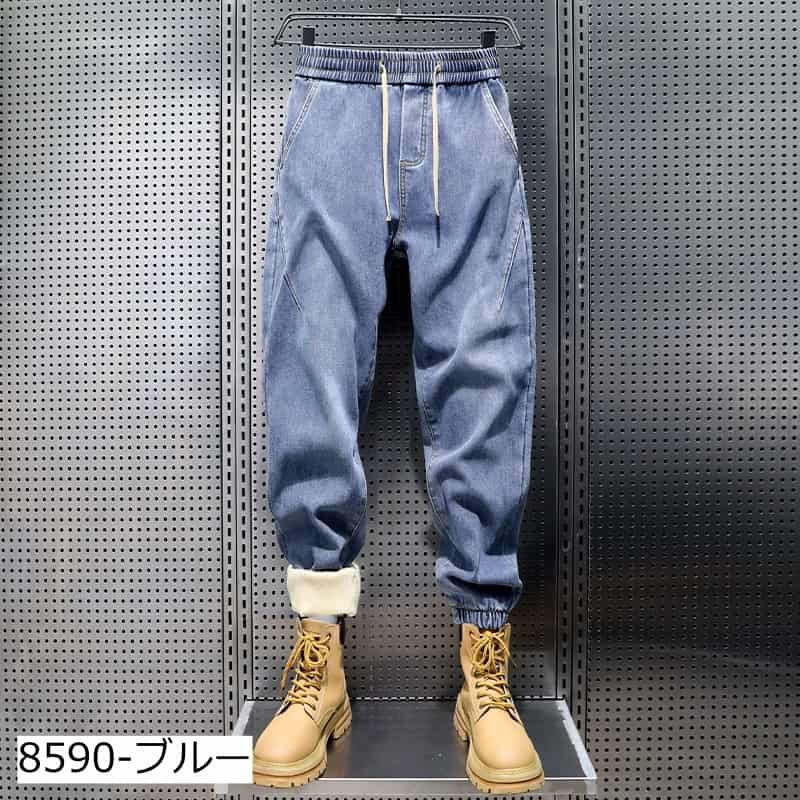 【裏起毛】 デニム テーパードパンツ メンズ 厚手 防寒 ジョガーパンツ ウエストゴム デニムパンツ ジーンズ パンツ 秋 冬 |  | 03