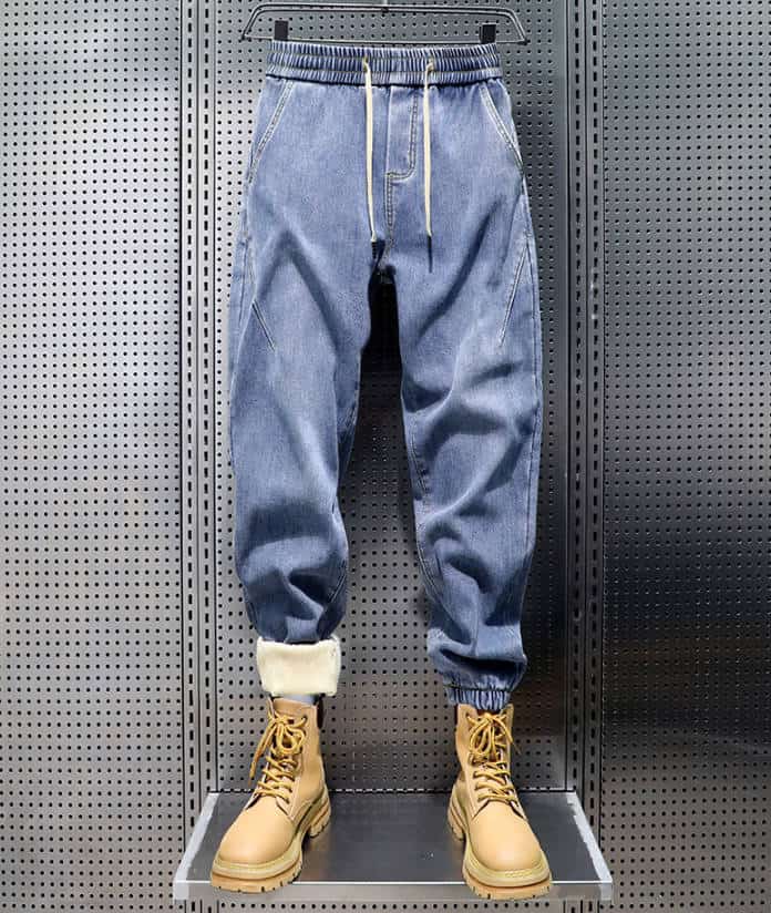 【裏起毛】 デニム テーパードパンツ メンズ 厚手 防寒 ジョガーパンツ ウエストゴム デニムパンツ ジーンズ パンツ 秋 冬 |  | 12