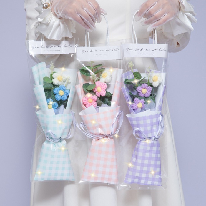 造花 小さめ 手作り 編みフラワー 花束 編み花束 お祝い かぎ針編み 完成品 編み物 枯れない花 かわいい おしゃれ 毛系 卒業 入学 お祝い | 