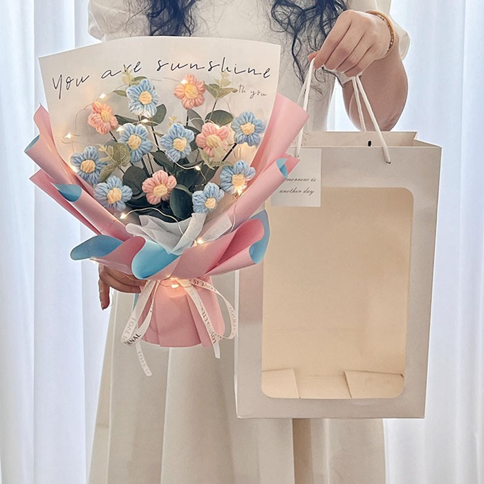 枯れない花 母の日 ニットブーケ 手作り花 ニット フラワー かぎ針編み ミニブーケ 子供 花束 可愛い |  | 03