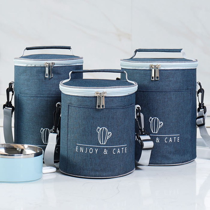 ランチバッグ お弁当入れ お弁当袋 ランチボックス 男女兼用 保冷バッグ 手提げ 肩掛け 円柱 弁当袋 弁当 保温 保冷 袋 |  | 09