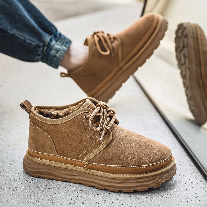 スノーブーツ メンズ 秋冬 ボア裏地 保温 ミドルカット ショートブーツ スエード 厚手スニーカー 冬靴 トレッキングシュー |  | 01