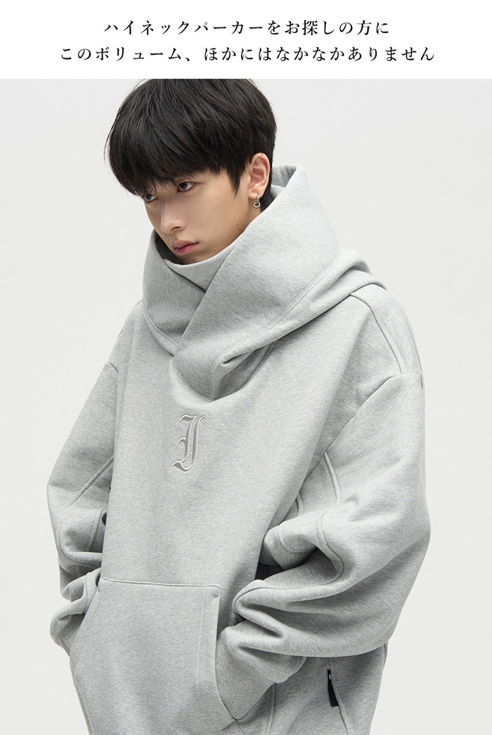 ハイネックプルパーカー メンズ 長袖 2type 裏起毛type パーカー ロゴ プルオーバー ゆったり トップス 防寒 暖か 厚手 おしゃれ ヘビロテ 秋 冬 |  | 04