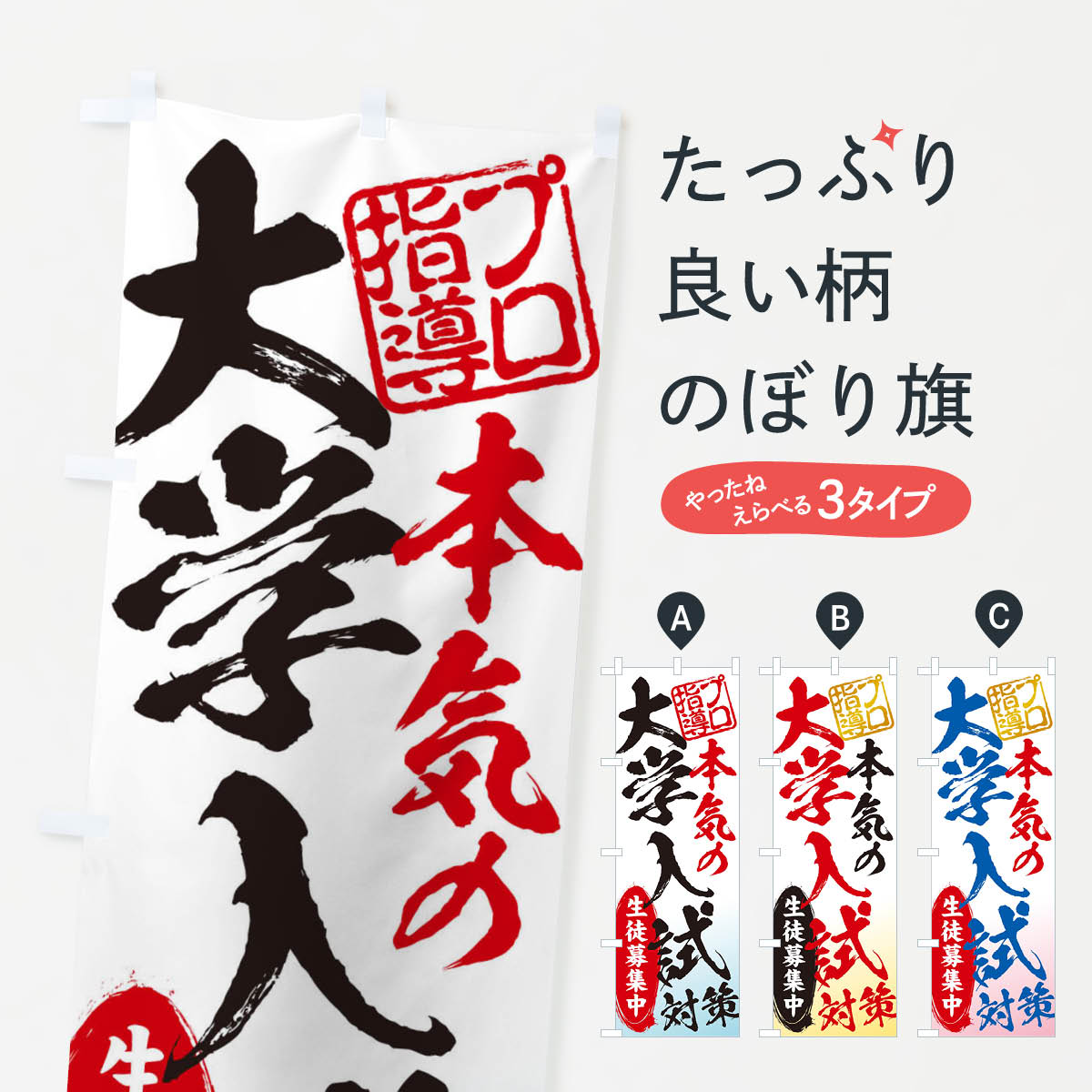 大学入試対策／生徒募集中／学習塾のぼり旗
