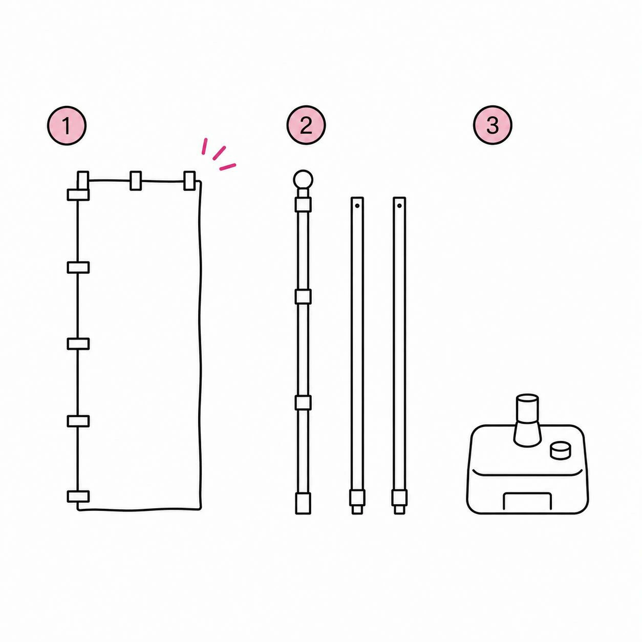 のぼり旗3点セット構成