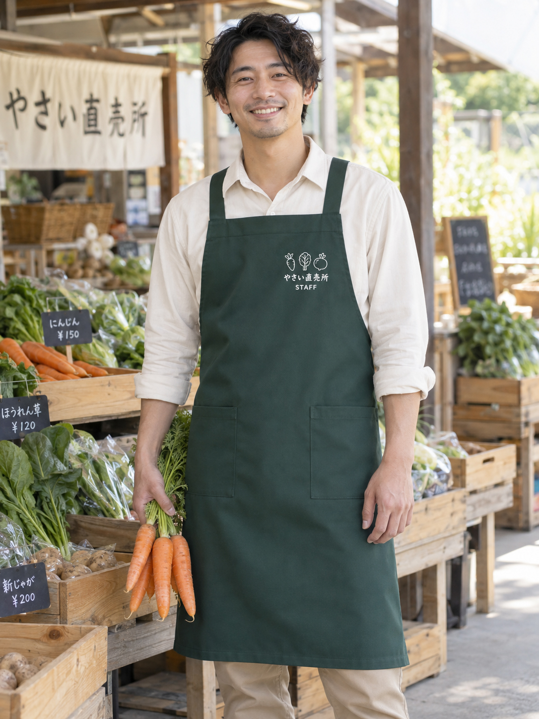 胸当てエプロン フルーツ みかん いちご リンゴ ぶどう マスカット