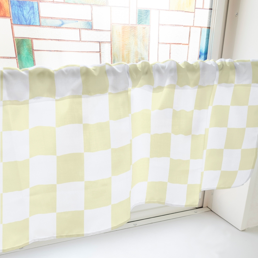 カフェカーテン ブロックチェック 800×450mm : のぼり旗 グッズプロ