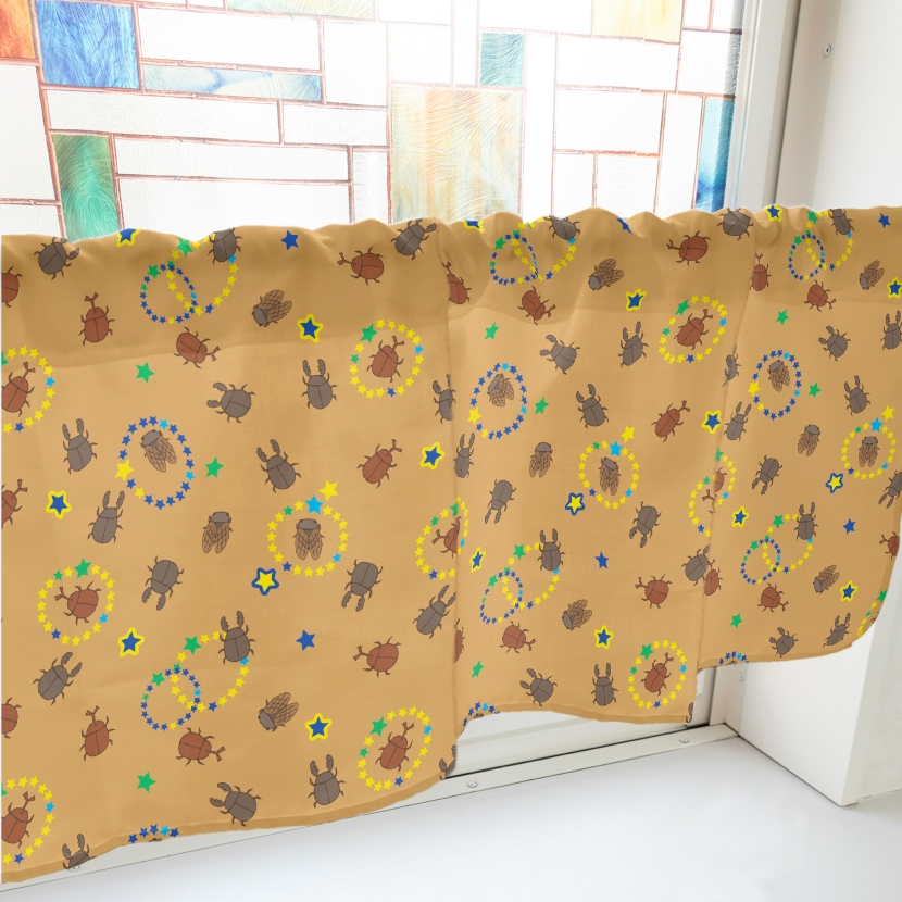 カフェカーテン カブトムシ クワガタ セミ 1000×450mm : のぼり旗