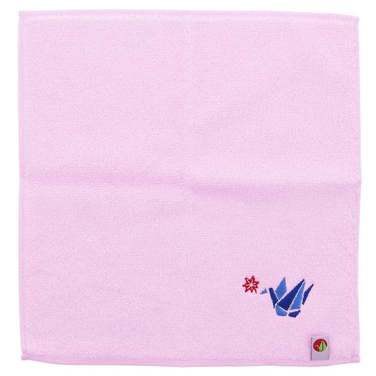 山本 折り鶴 タオルハンカチ(刺繍入り) 約25×25cm 日本製 平和への願い