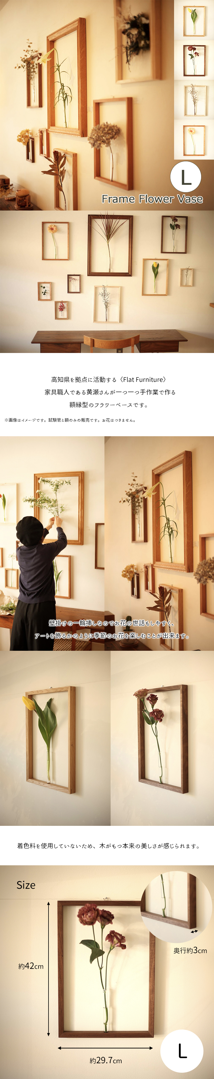 Flat Furniture 壁掛け一輪挿し Frame Flower Vase Lサイズ 日本製 全4