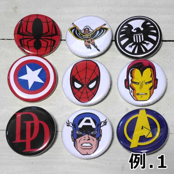 MARVEL 缶バッジ 5点セット マーベル ピンバッジ : アメリカン
