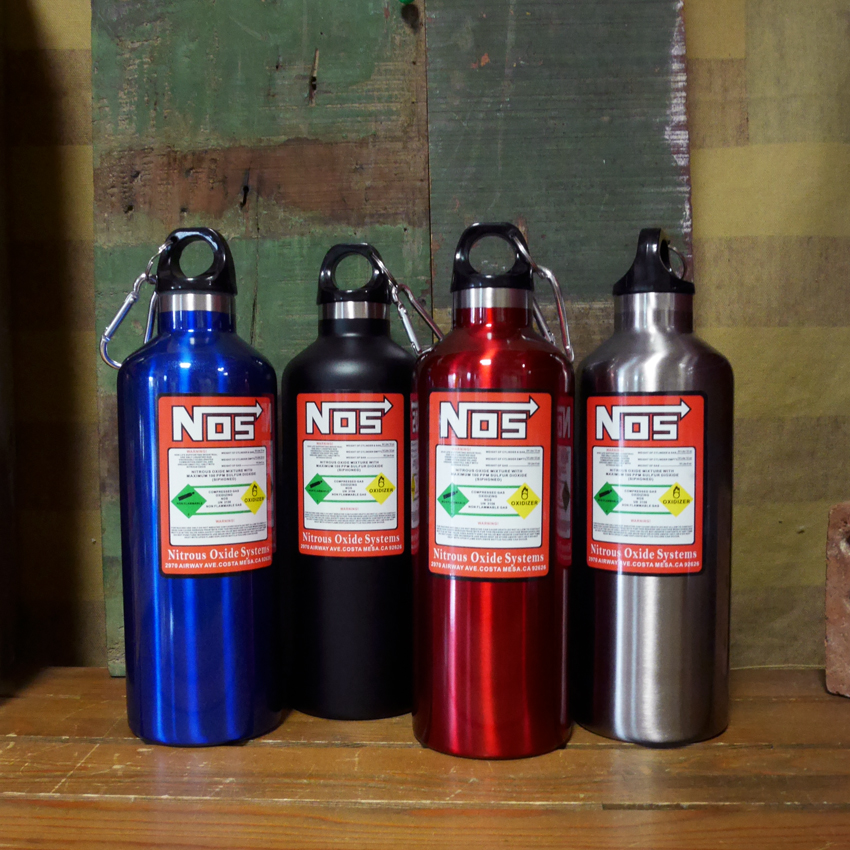 NOS ステンレスボトル ニトロ 窒素ボトル型 水筒 カラナビ付 保冷専用 アメリカン雑貨