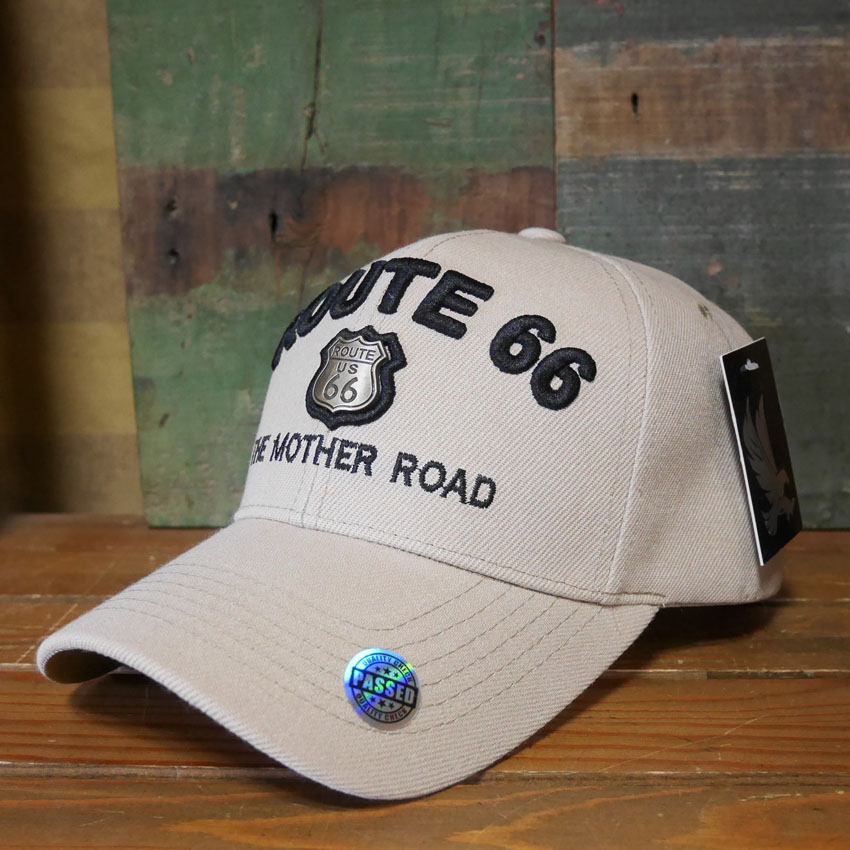 ルート66 キャップ MOTHER ROAD EMBLEM ROUTE66 ベージュ 帽子