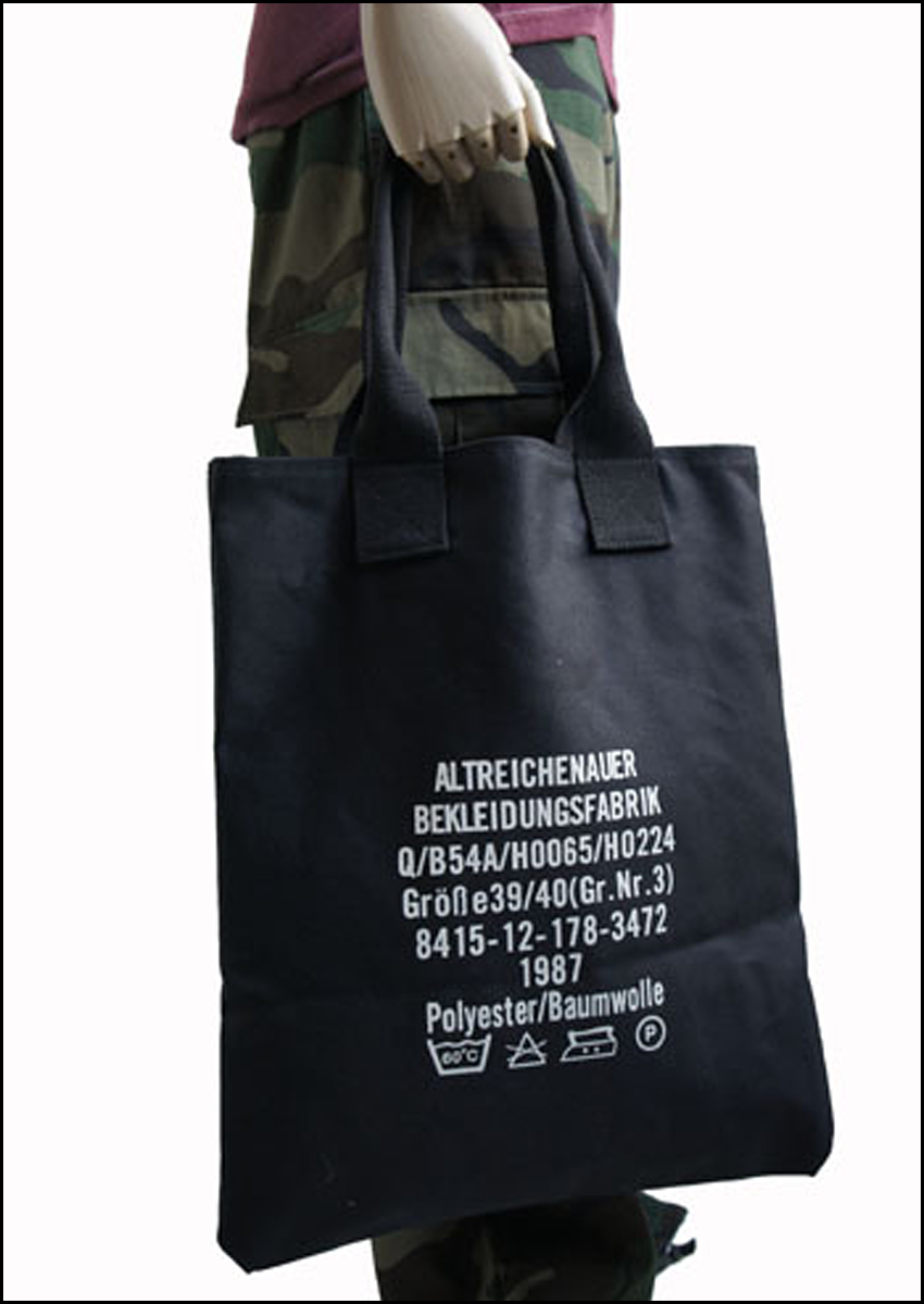 キャンバス トートバッグ ブラック アーミー 手提げカバン