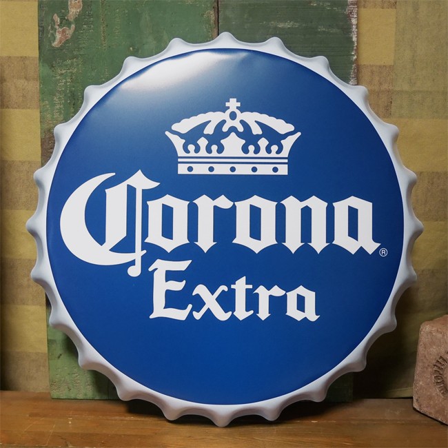 コロナビール 王冠型 ブリキ看板 インテリア ボトルキャップ
