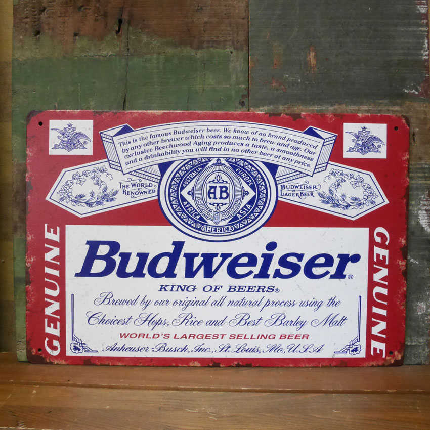 バドワイザー アメリカンサインボード BUDWEISER ブリキ看板
