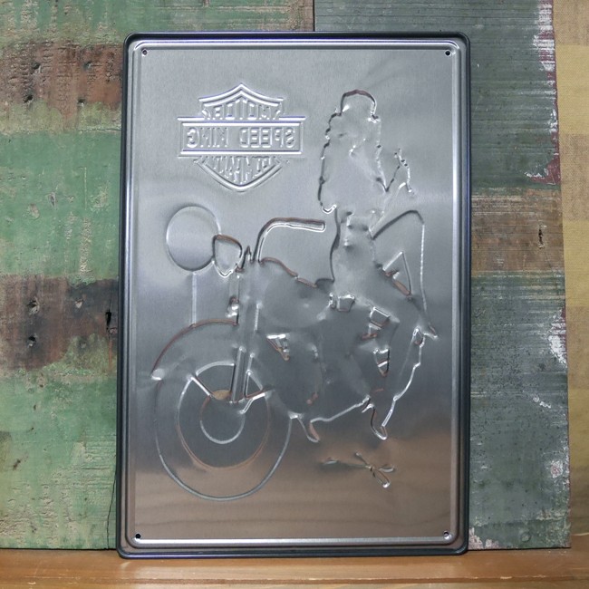 アンティーク メタルプレート SPEED KING GIRL ブリキ看板 インテリア