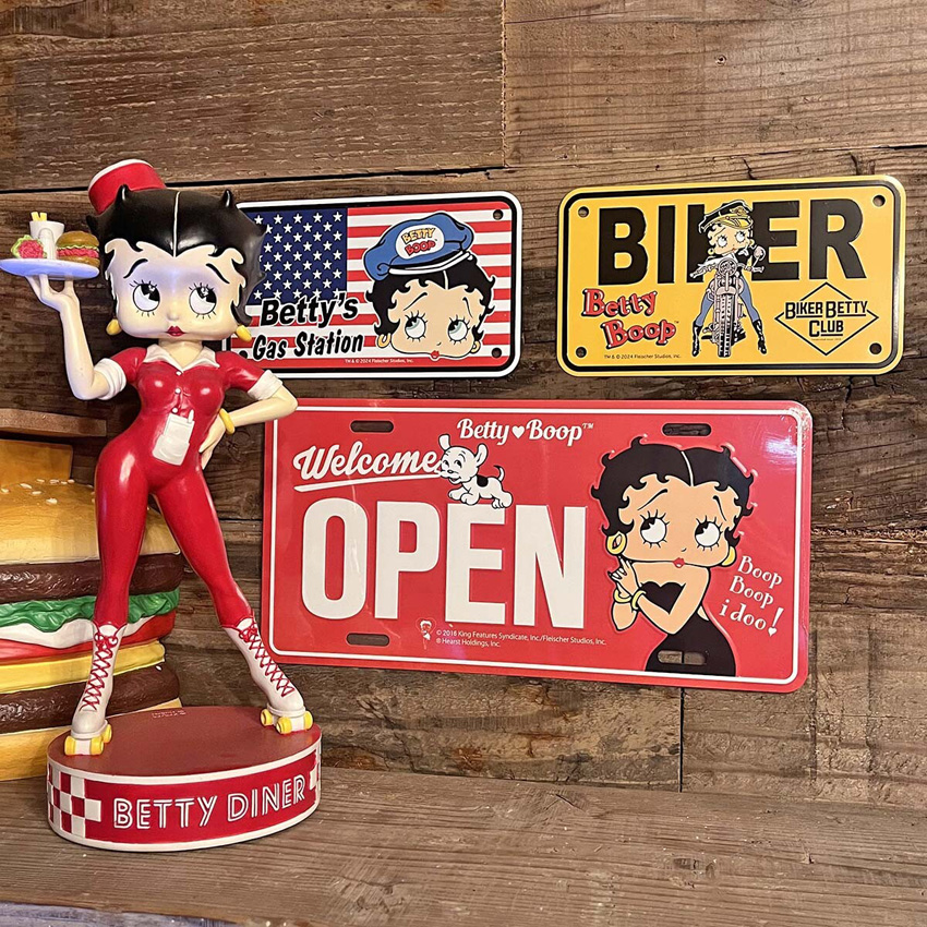 超希少 ベティ・ブープ Betty Boop バイク クッキージャー 外国製 BETTY BOOP（ベティ ブープ） BIKER CM PLATE ミニ CMプレート バイク
