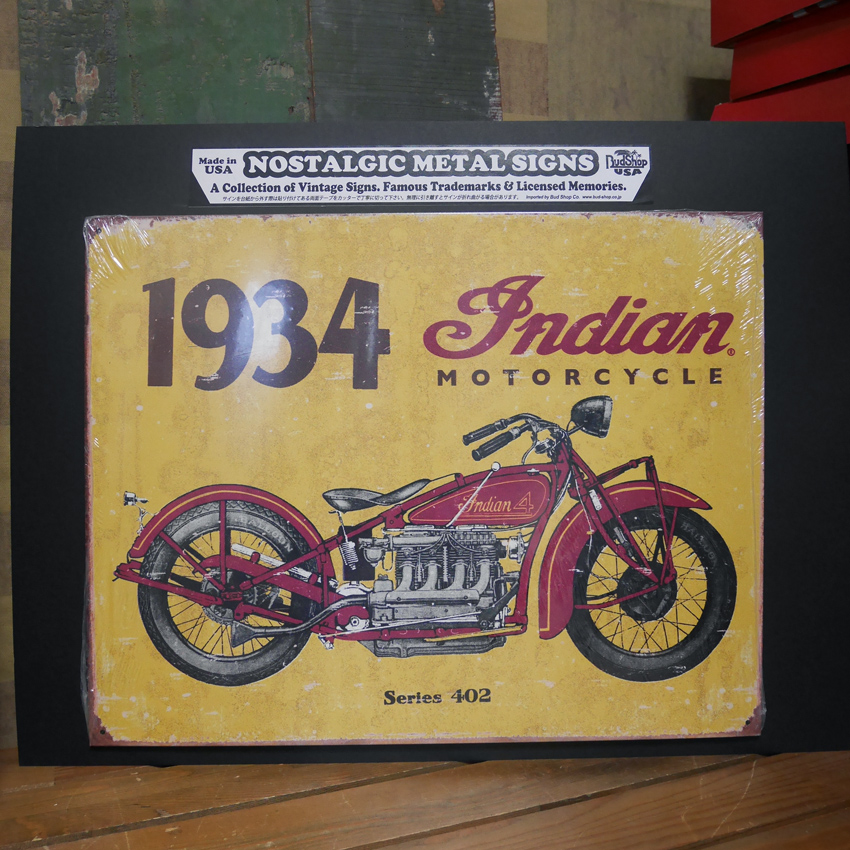 インディアン ブリキ看板 1934 Indian Motorcycle バイク