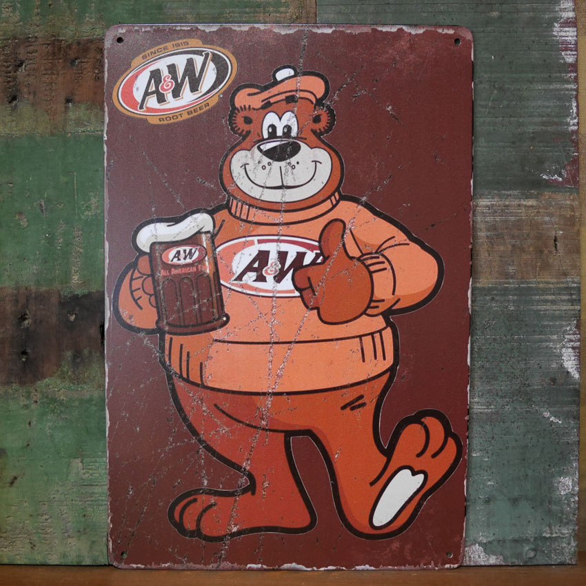 A&W アメリカン サインボード A4 インテリア ビンテージ ブリキ A&W アメリカン サインボード A4 インテリア ビンテージ ブリキ