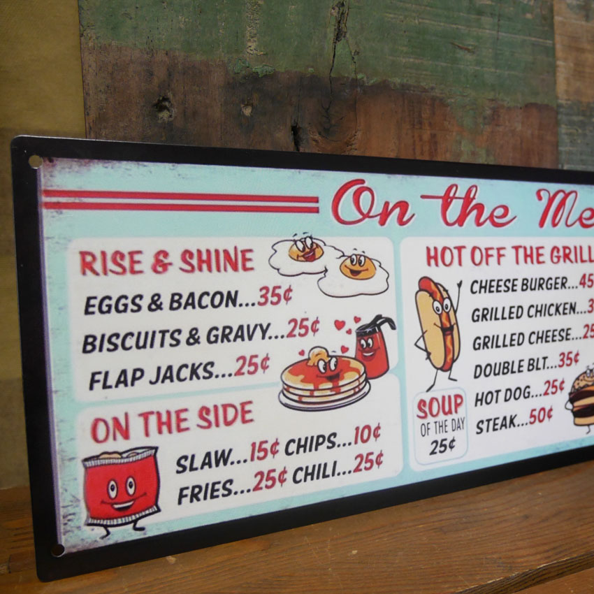 アンティークプレート On the Menu メニュー看板 インテリア ブリキ