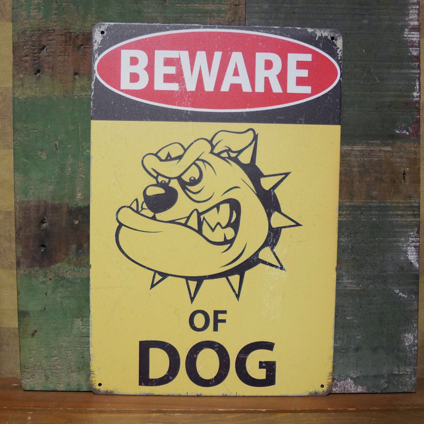 BEWARE OF DOG アメリカン サインボード A4 インテリア 猛犬注意