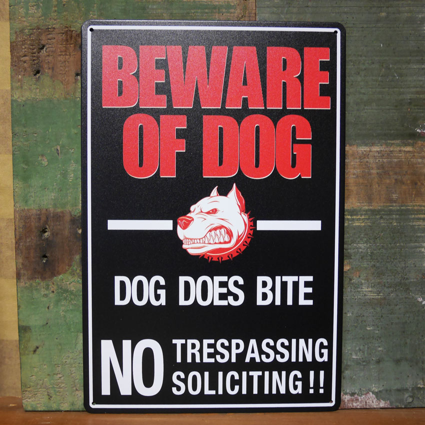 BEWARE OF DOG アメリカン サインボード ブラック A4 インテリア 猛犬