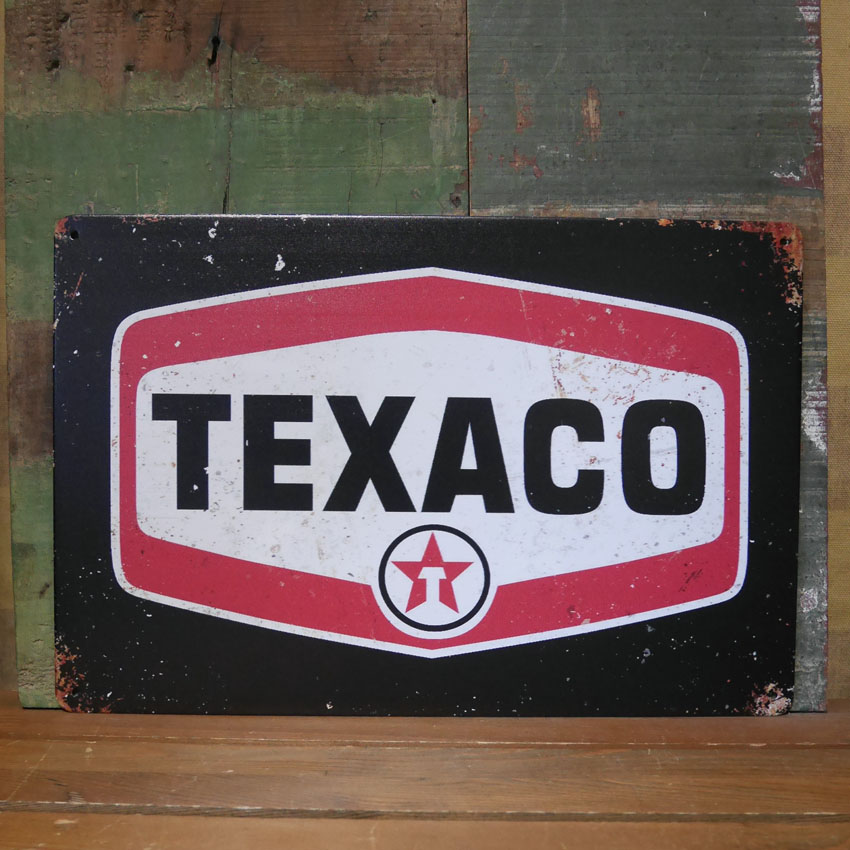 TEXACOビンテージブリキプレート大 TEXACOビンテージブリキプレート大 凝らさ