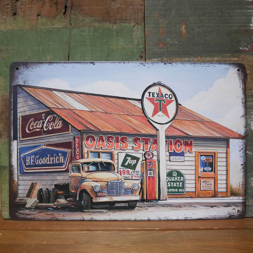 【oasis】ブリキ看板セット Amazon.co.jp: Oasis オアシス ブリキ看板 20cm×30cm アメリカン