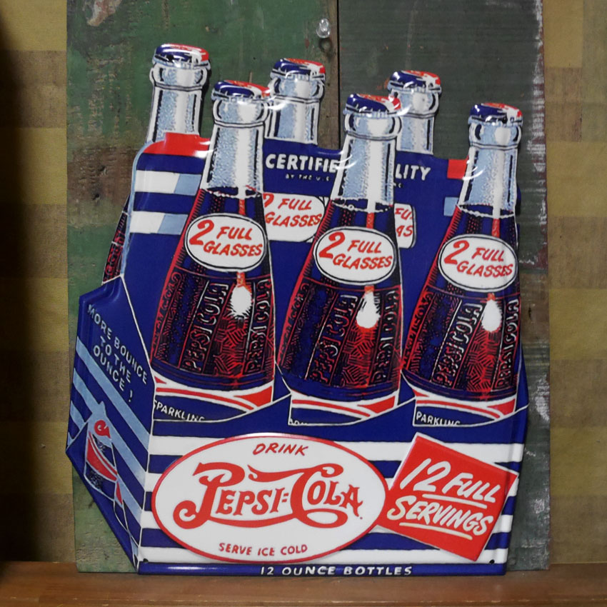 ダイカットエンボスメタルサイン PEPSI COLA 6 PACK BOTTLE ペプシ