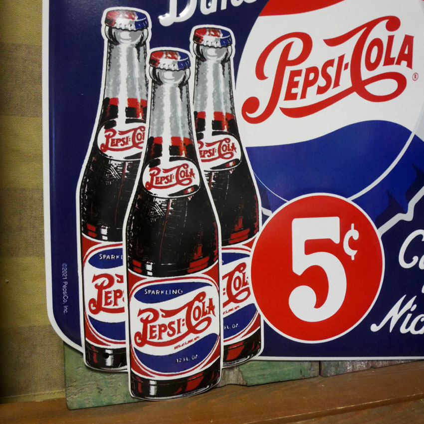PEPSI（ペプシ） ダイカットエンボスメタルサイン PEPSI COLA WORTH A