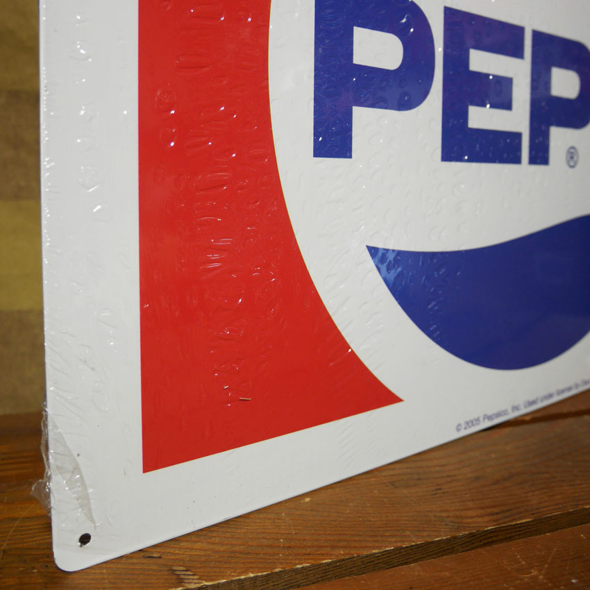 PEPSI（ペプシ） ペプシコーラ ブリキ看板 PEPSI 1970 LOGO サイン看板