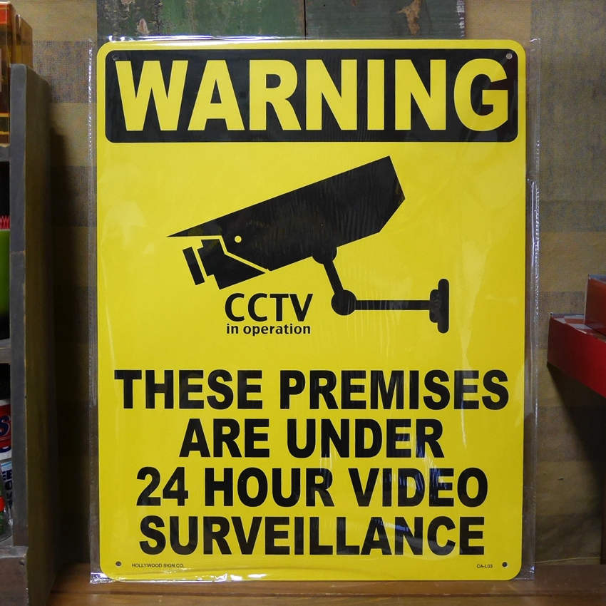 プラスチック サインボード 24HOUR VIDEO SURVEILLANCE 看板