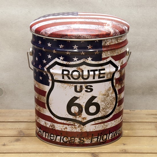 ぺール缶 スツール ROUTE66 US 収納ボックス オイル缶 椅子