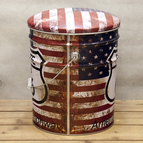 ぺール缶 スツール ROUTE66 US 収納ボックス オイル缶 椅子