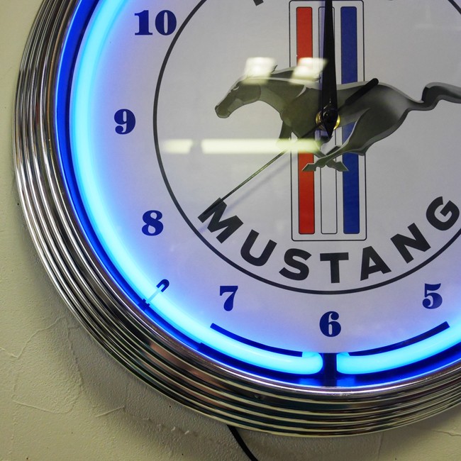 フォード マスタング ネオンクロック 掛け時計 FORD MUSTANG NEON CLOCK SINGLE ウォールクロック