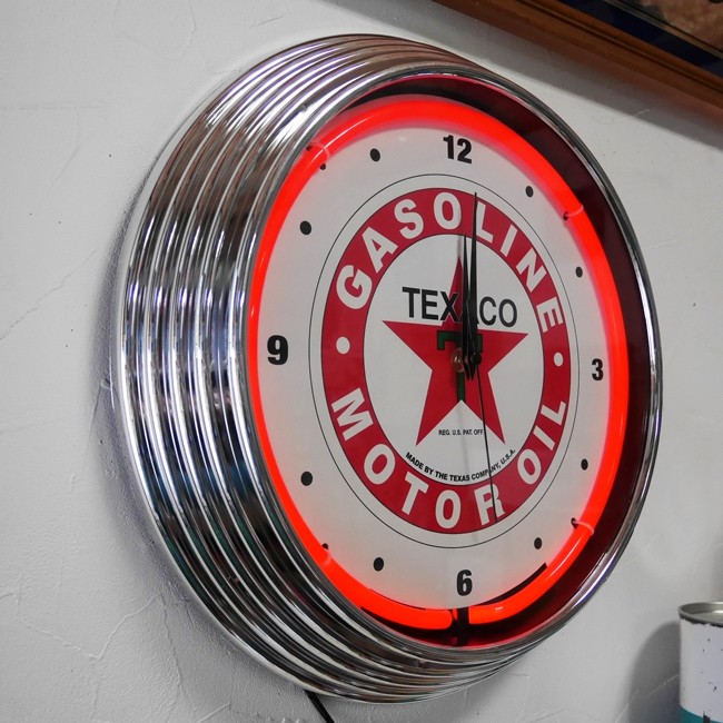 テキサコ ネオンクロック 掛け時計 TEXACO NEON CLOCK SINGLE ウォール