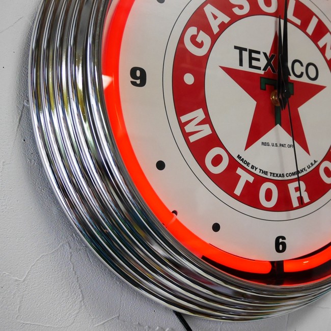 テキサコ ネオンクロック 掛け時計 TEXACO NEON CLOCK SINGLE ウォール