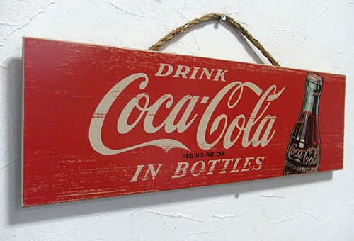 Coca Cola コカコーラ 木製看板 CokeRed ウッドサイン オールド