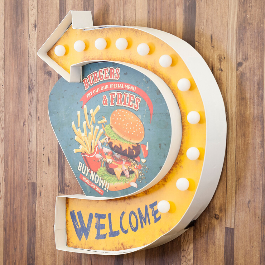 アメリカンクラシック LED Sign BURGERS & FRIES ハンバーガー