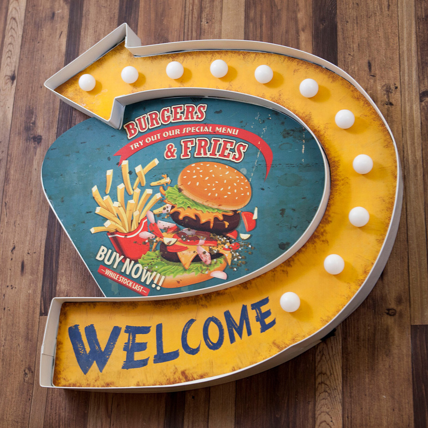 アメリカンクラシック LED Sign BURGERS & FRIES ハンバーガー