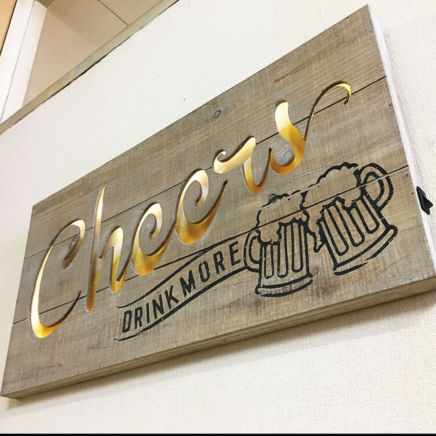 コロナウッド調LEDサイン➕ブリキ看板 コロナビール ライト CORONA Light 王冠型立体サインプレート