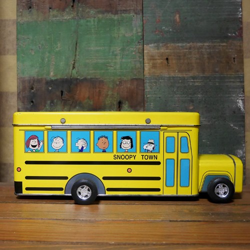 スヌーピー スクールバス ティン缶 ビンテージ 小物入れ ピーナッツ