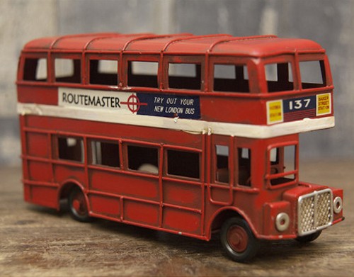 ミニ ロンドンバス ブリキのおもちゃ ダブルデッカー バス インテリア自動車